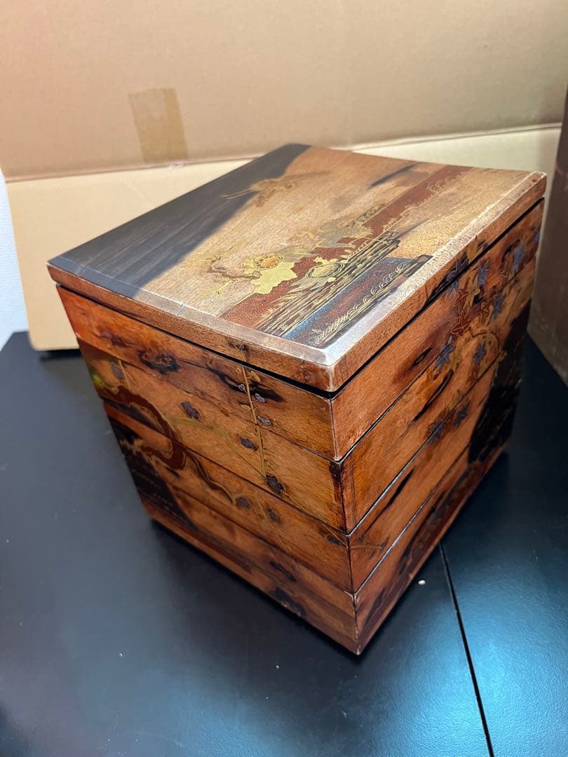 791  明治二十九年　沈金重箱　金蒔絵　4重　高級　時代物