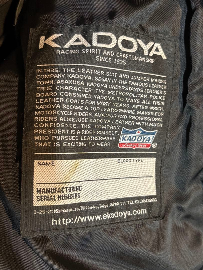 カドヤ／KADOYA／K’ｓLEATHER ／シングルライダース ／黒／M ／革