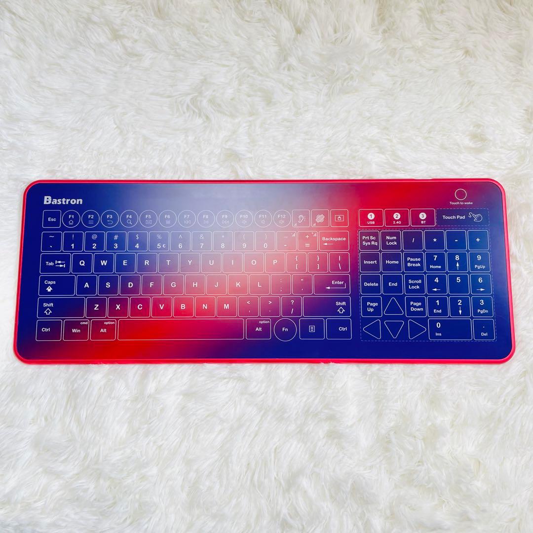 希少　超美品　Bastron B10 pro ガラス製キーボード　レッド　無線