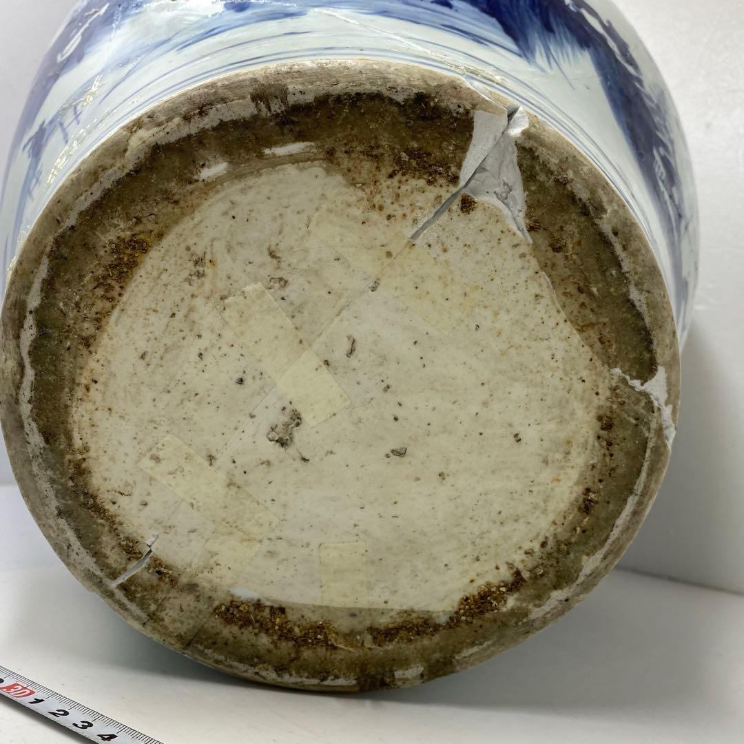 中国明時代　古染付　大壷　高さ約38.5㎝　タトサ　東さ7-0302③