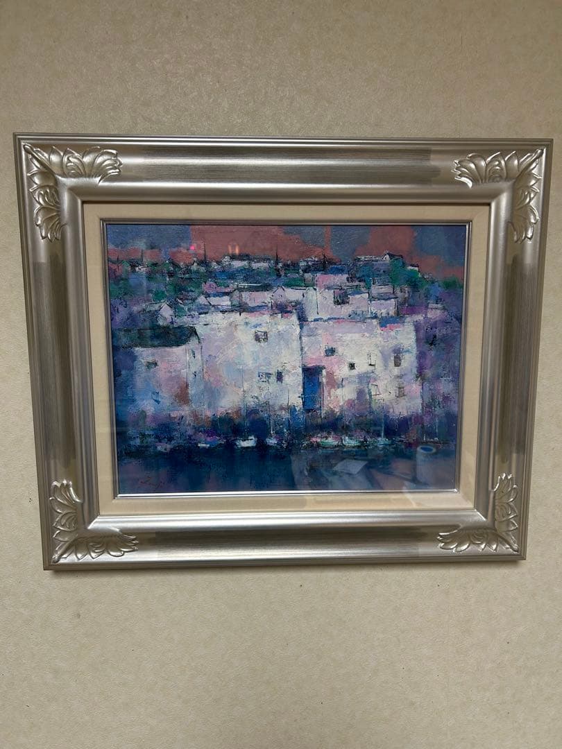 藤永正人　油彩画 [浜辺の街] 6号