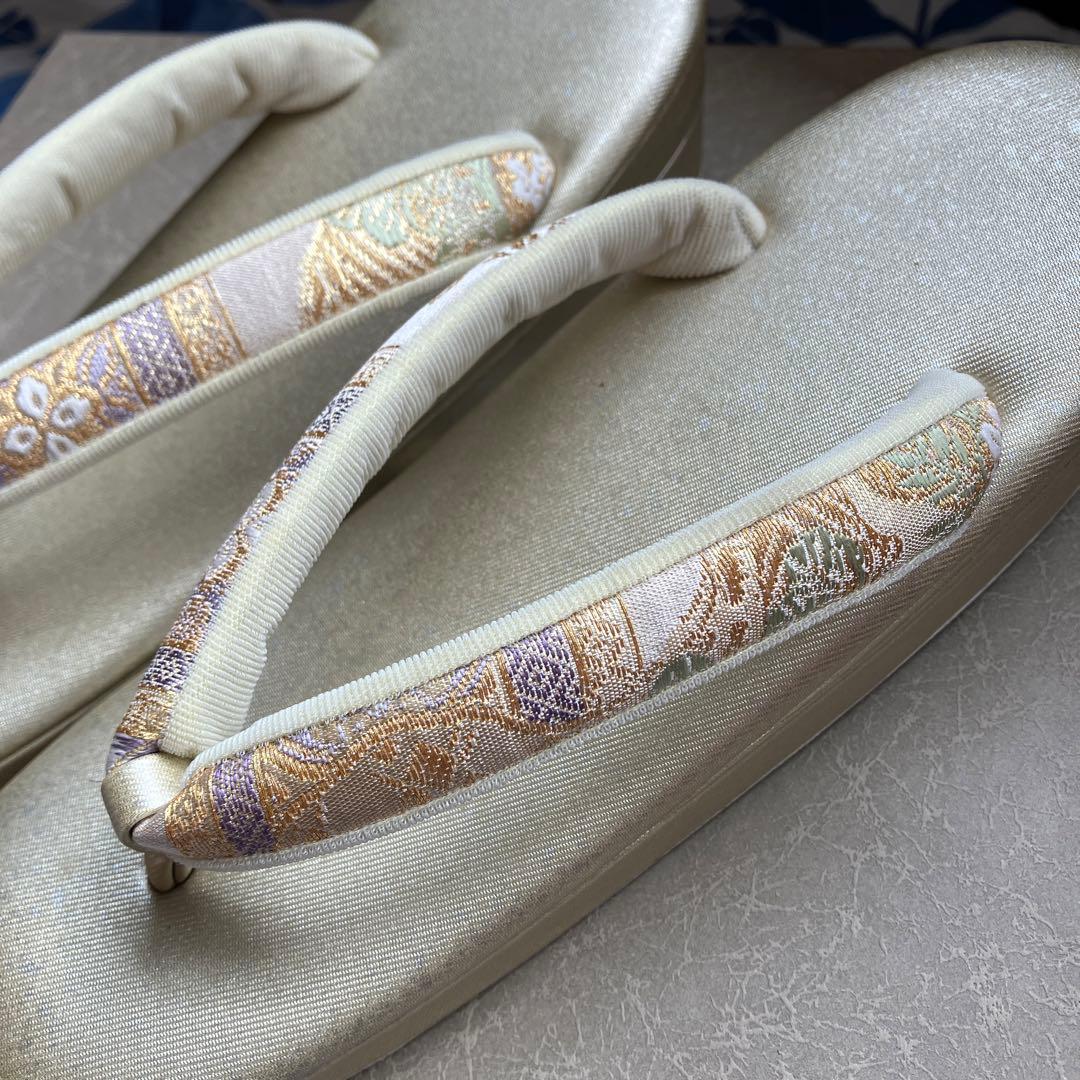 草履バックセット　織姫　正絹　西陣織　印伝　仕立屋甚五郎　草履Mサイズ