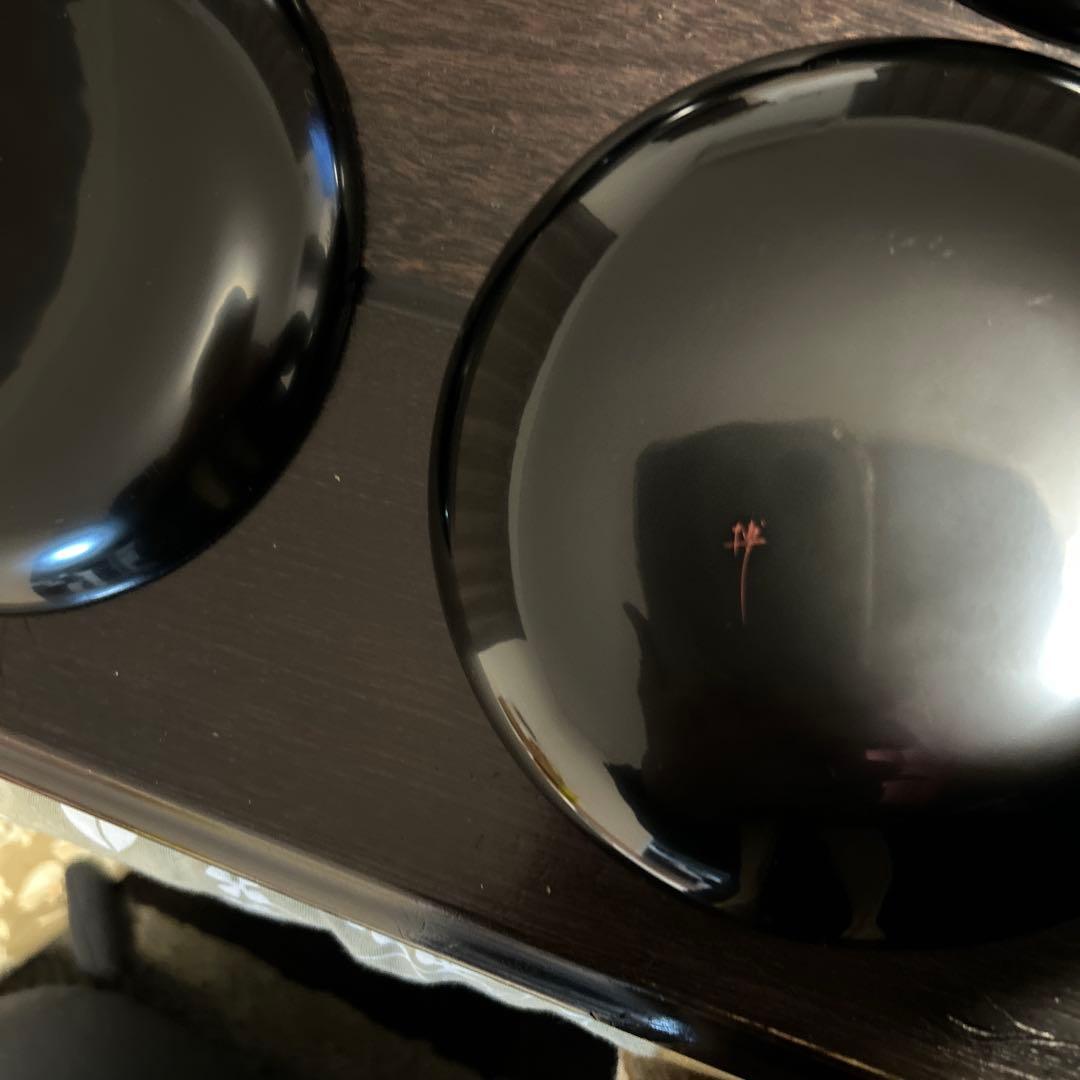 【未使用】輪島塗 東恒博 溜塗 寿松沈金 各5客 銘々皿/茶托