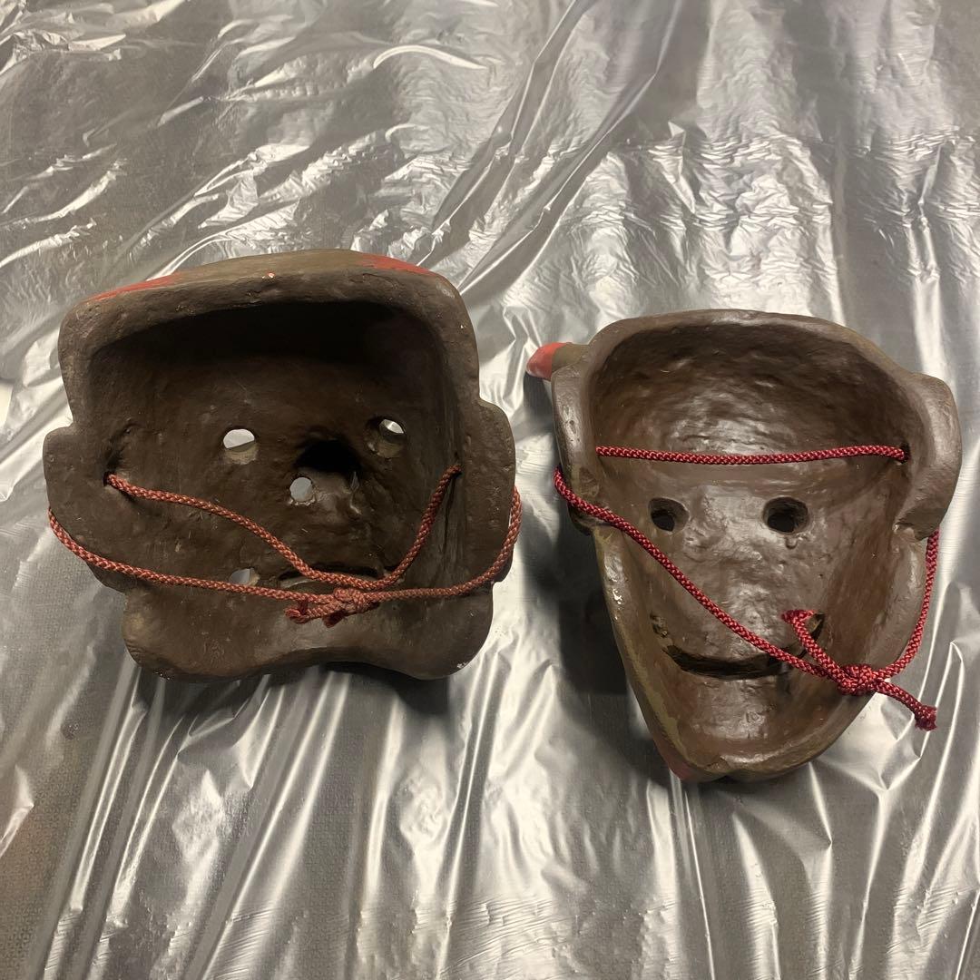 希少 美品 古い御面セット　鬼の面　天狗の面　般若 陶器 骨董品 日本伝統