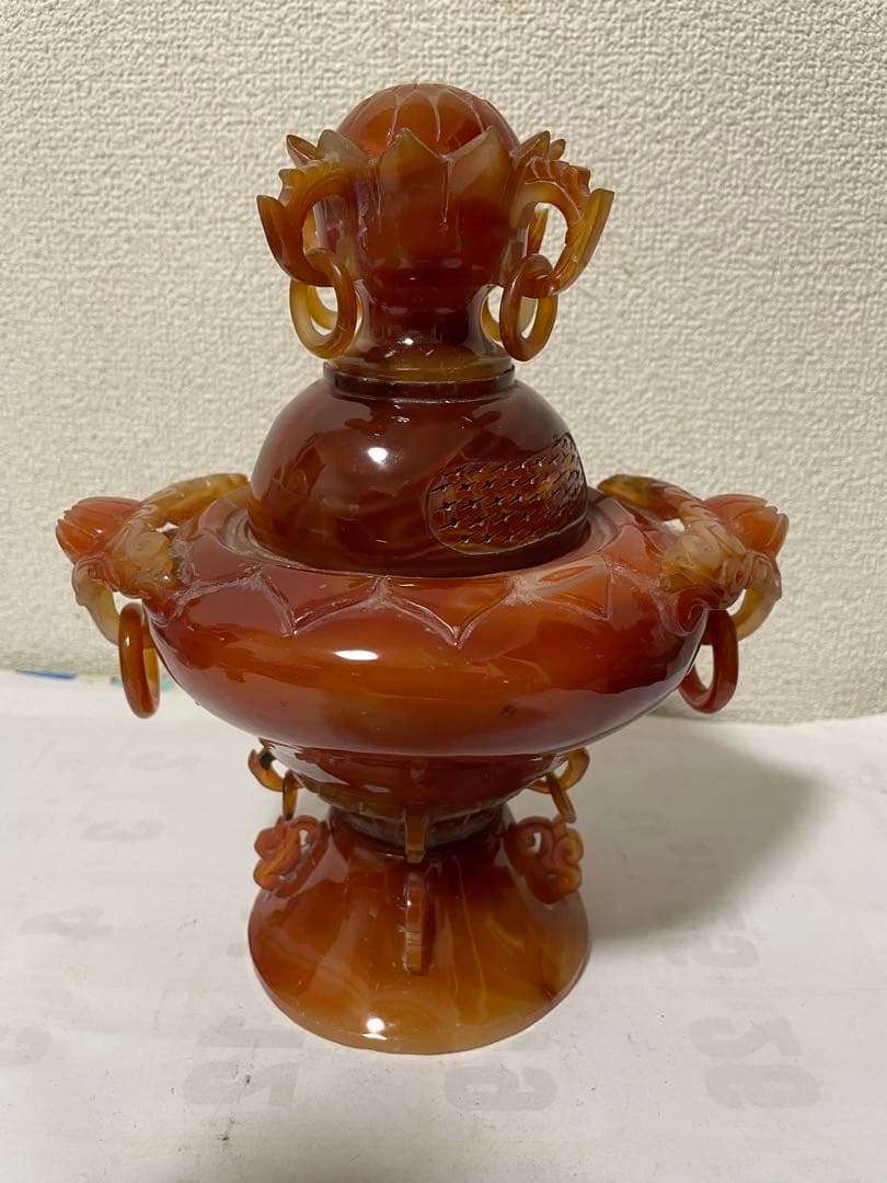 中国美術　置物　瑪瑙　メノウ　香炉