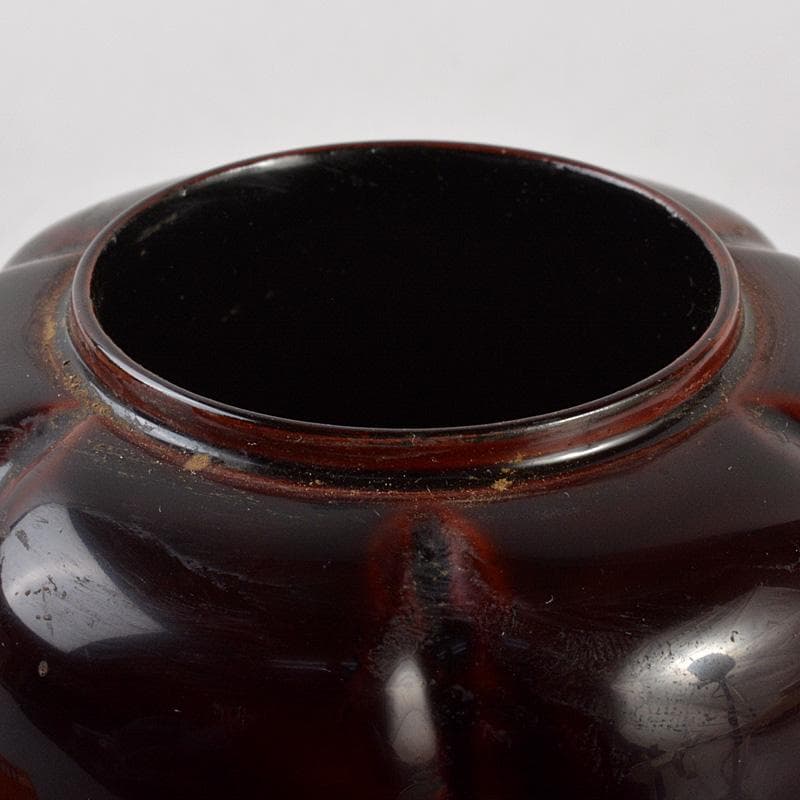 茶道具　漆塗　中山信一作　阿古陀茶器　仕覆付　共箱　V　6560