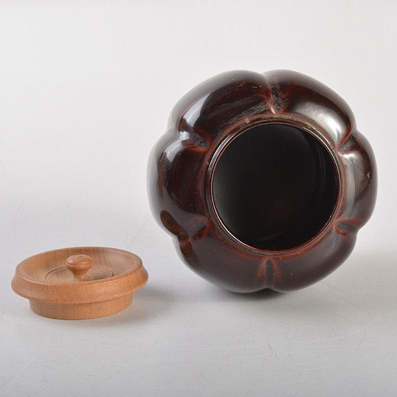 茶道具　漆塗　中山信一作　阿古陀茶器　仕覆付　共箱　V　6560