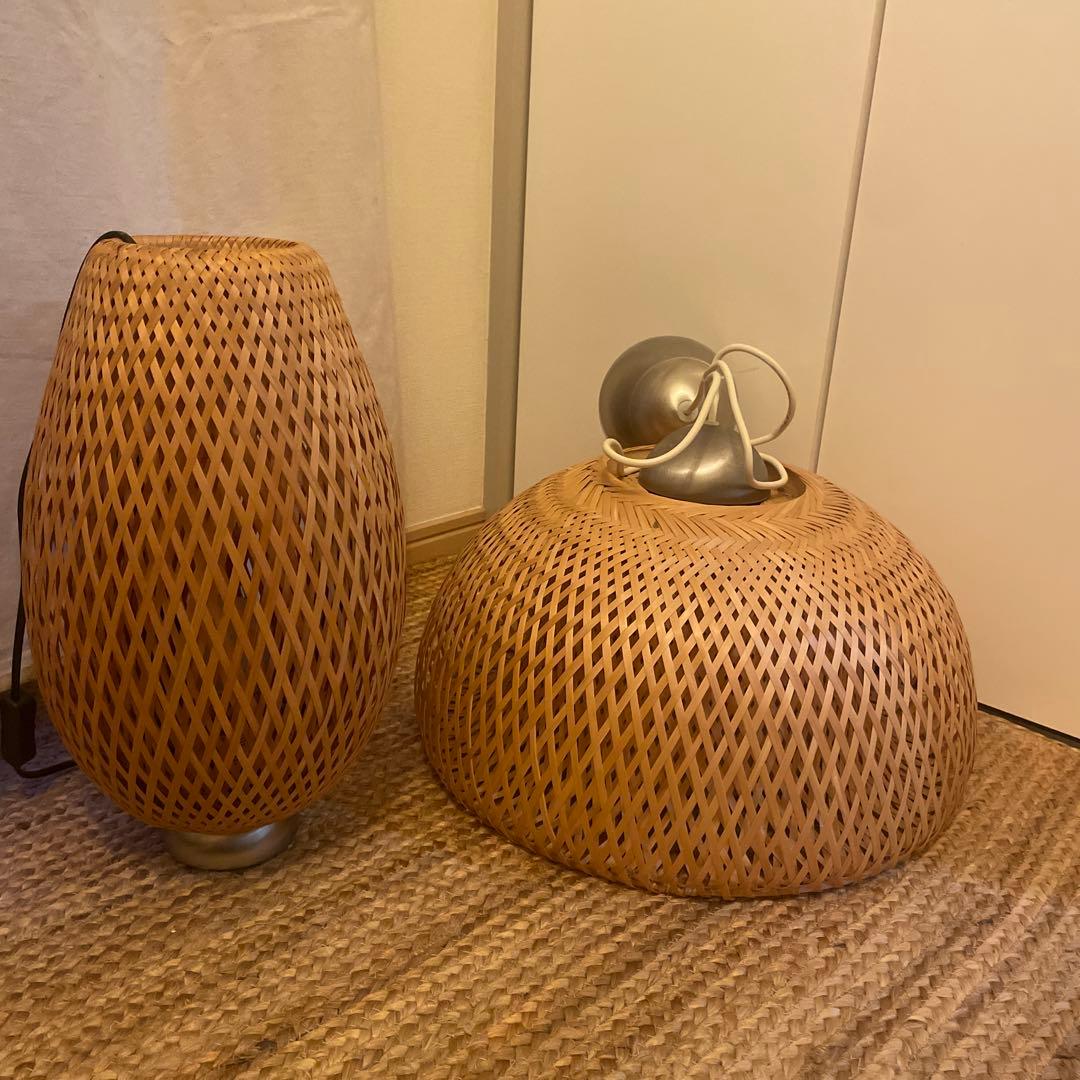 ❤️2点セットLED電球付き❤️ ラタン製シーリングライト E26ソケット対応