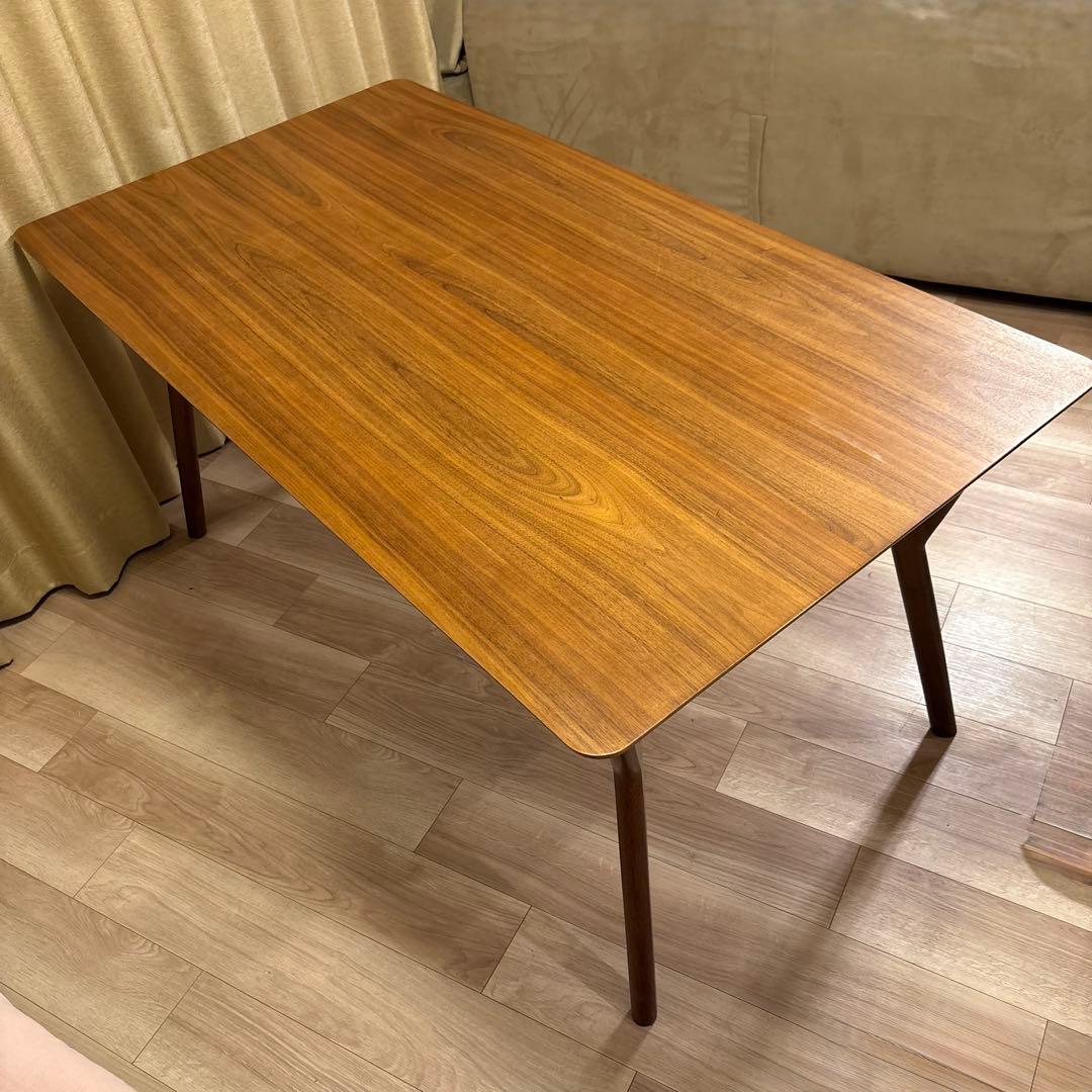 木製長方形テーブル ブラウン 斜め脚