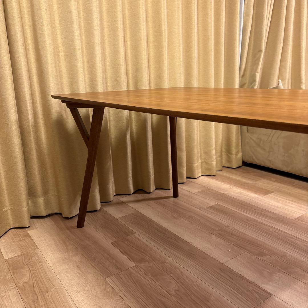 木製長方形テーブル ブラウン 斜め脚