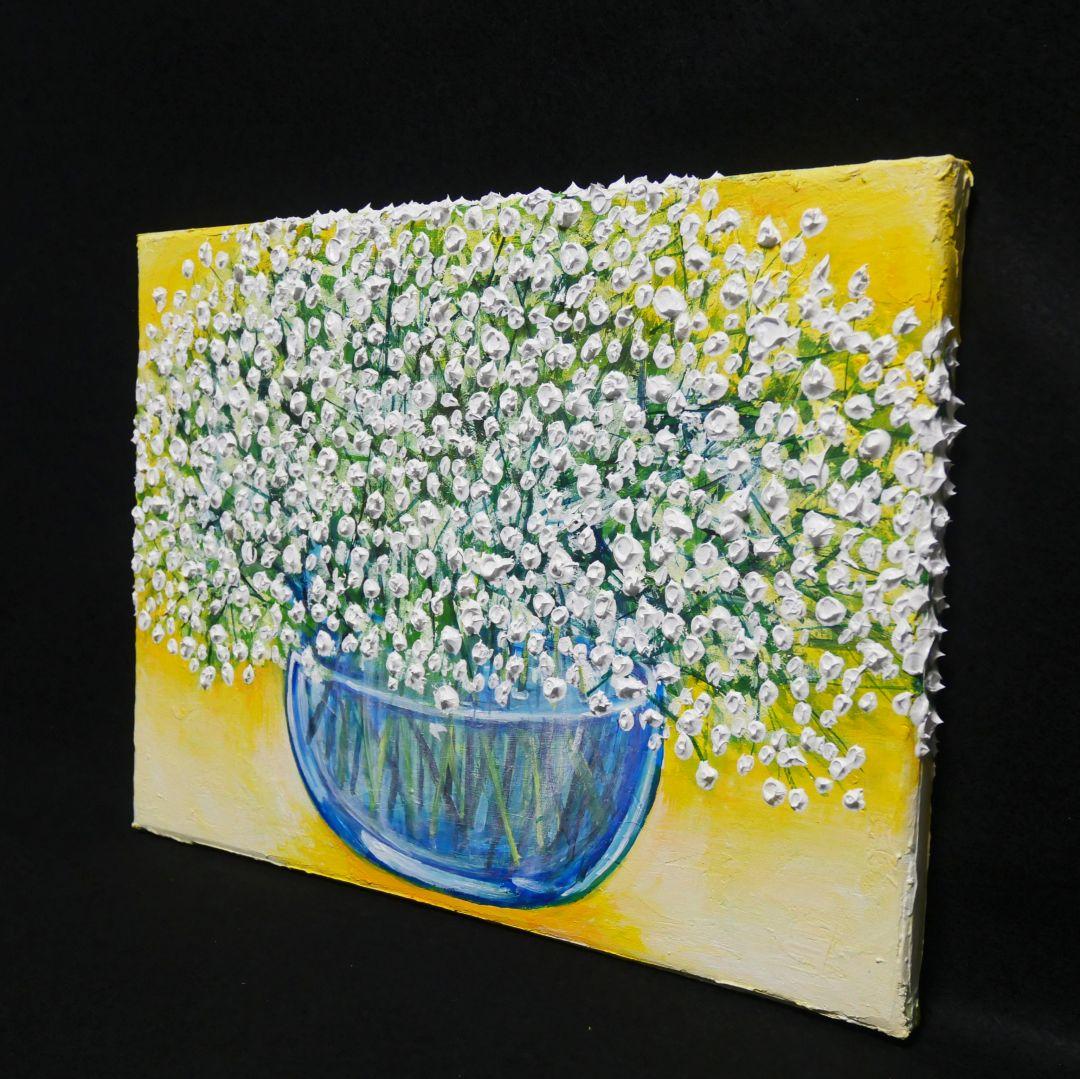 油絵 油彩 油彩画 絵 絵画 【カスミソウ 】