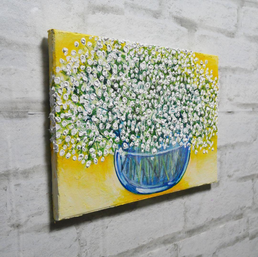 油絵 油彩 油彩画 絵 絵画 【カスミソウ 】