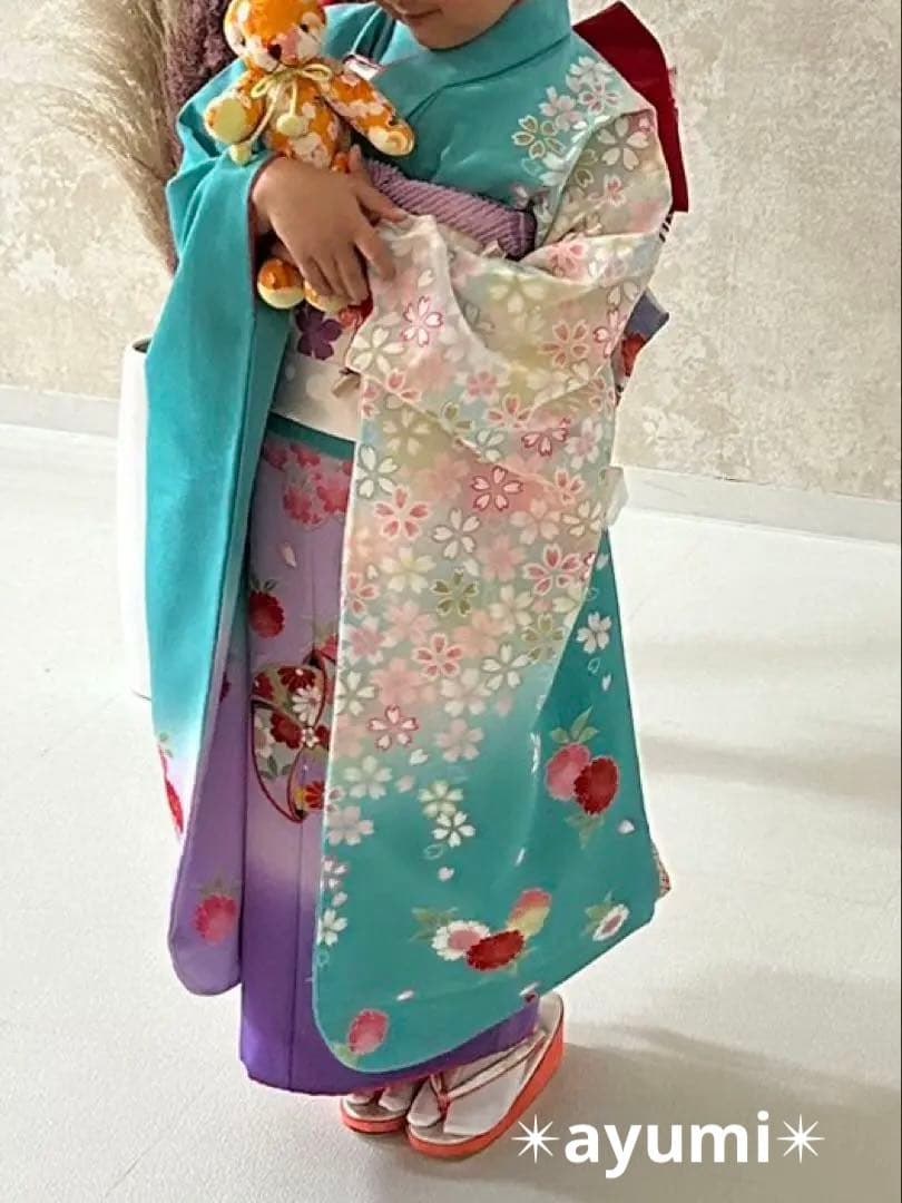 七五三　7歳用　着物、小物セット✴︎ミントグリーン