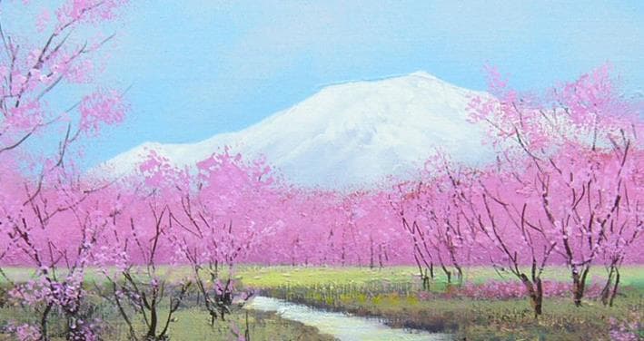 絵画 竹内敏彦 油絵 肉筆油絵 風景画 早春の流れ F6