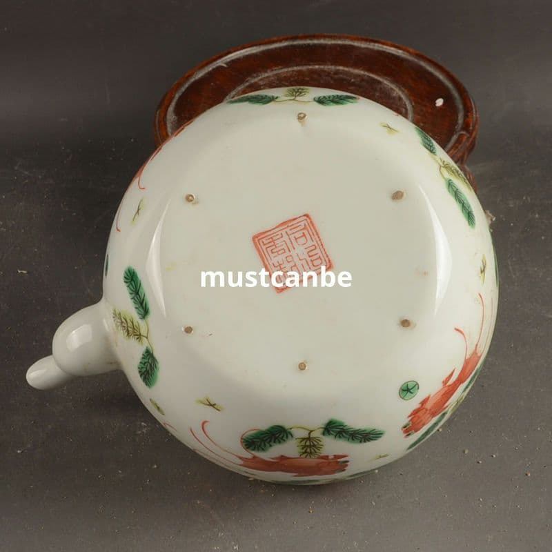 パステル魚藻紋支釘提梁壺 茶壺 茶道具 景徳鎮 陶磁器 装飾品 現代工芸品 置物