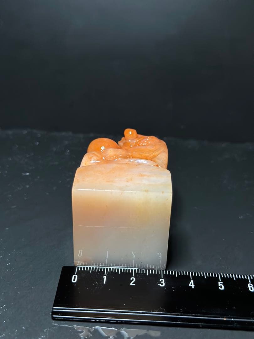 22ラオス石　金魚　桃花凍石　美材篆刻高級印材　落款　書道　雅号　展示会　箱付き