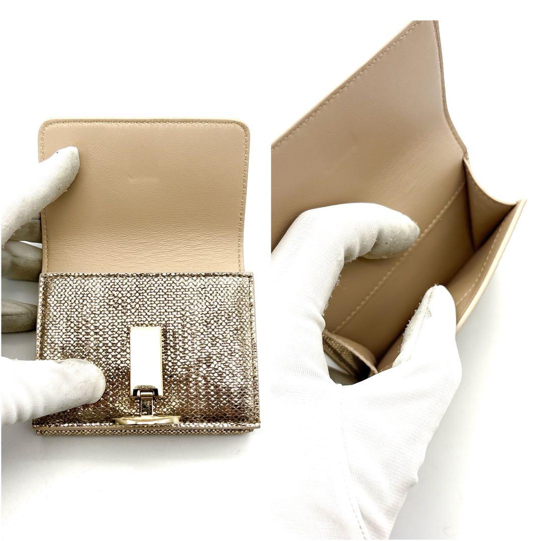 未使用◆現行◆BVLGARI 三つ折り財布 パイソン サークルロゴ ゴールド