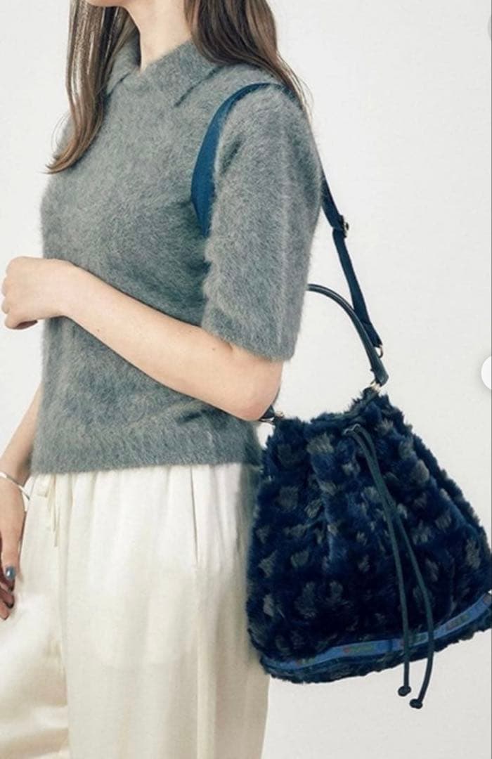 レスポートサックMED DRAWSTRING BAGミッドナイトレオパードファー