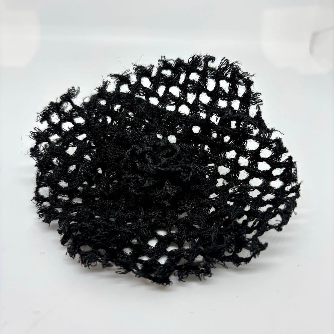 【シャネル】カメリア コサージュ ブローチ メッシュ 黒 入学式 お祝い 式典