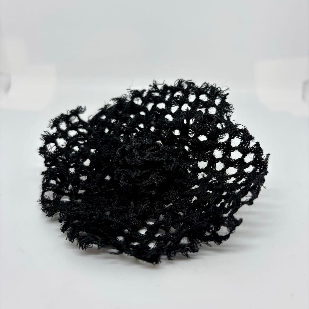 【シャネル】カメリア コサージュ ブローチ メッシュ 黒 入学式 お祝い 式典