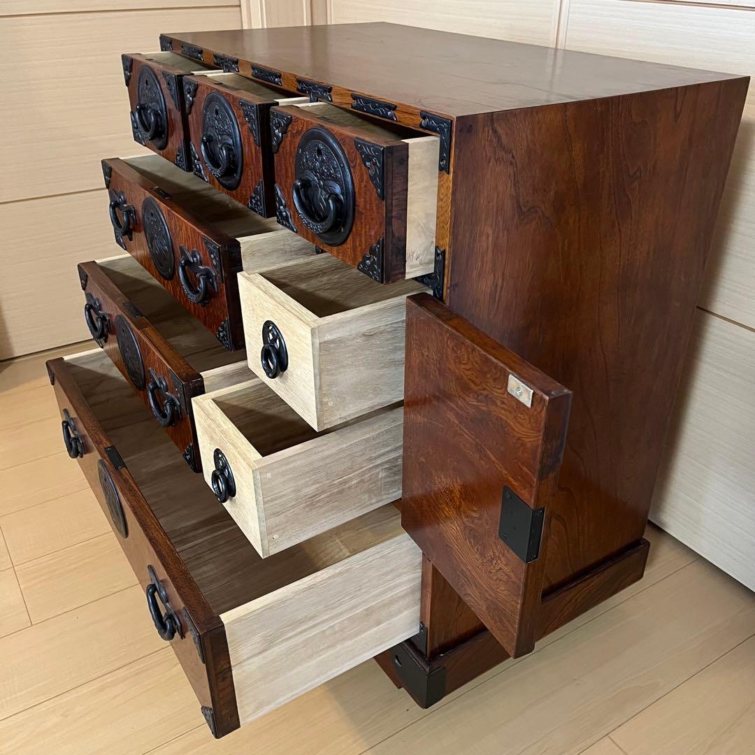 岩谷堂 箪笥 中型タンス 車箪笥 No.218 南部鉄器金具 鍵付き