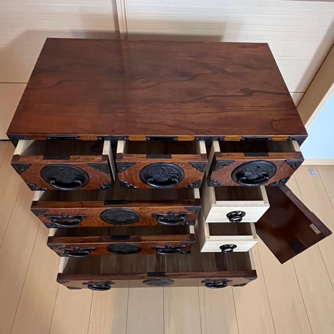 岩谷堂 箪笥 中型タンス 車箪笥 No.218 南部鉄器金具 鍵付き