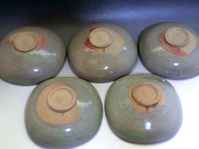 鉢■絵唐津向付 小鉢 5客 古い唐津 竹絵 四角皿 銘々皿 時代物 骨董品■
