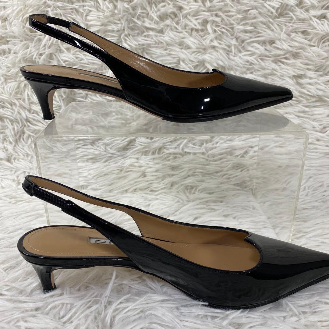 美品 ペリーコ PELLICO バックストラップミュール 22cm エナメル 黒