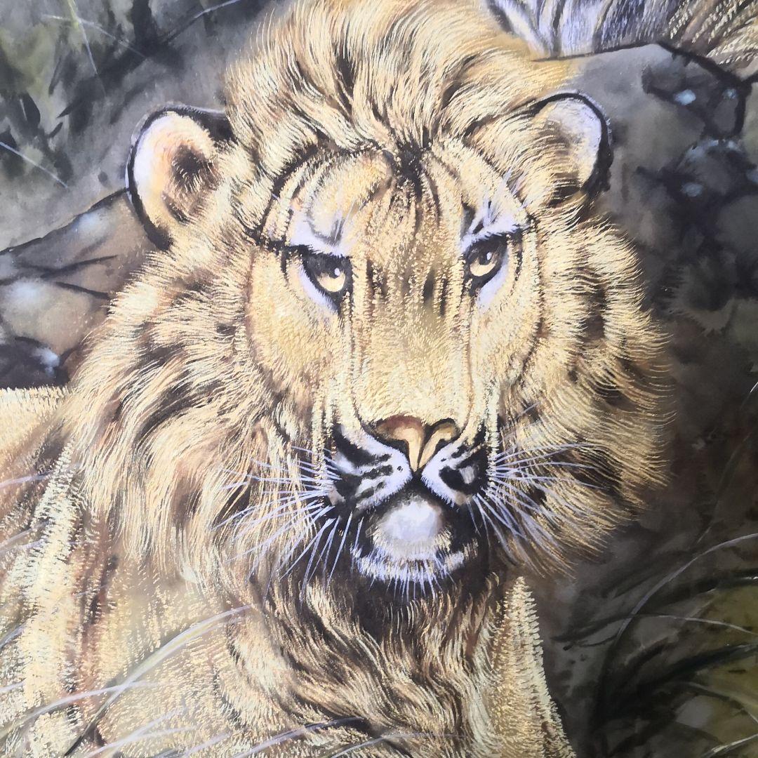 堀江玉鳳　虎と獅子掛け軸用の絵