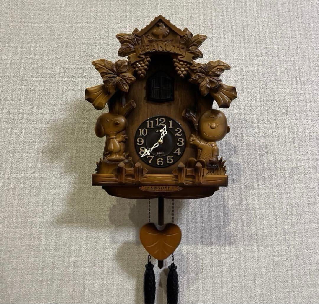 スヌーピー 鳩時計 CITIZEN レトロ　 木製　ハト時計　SNOOPY
