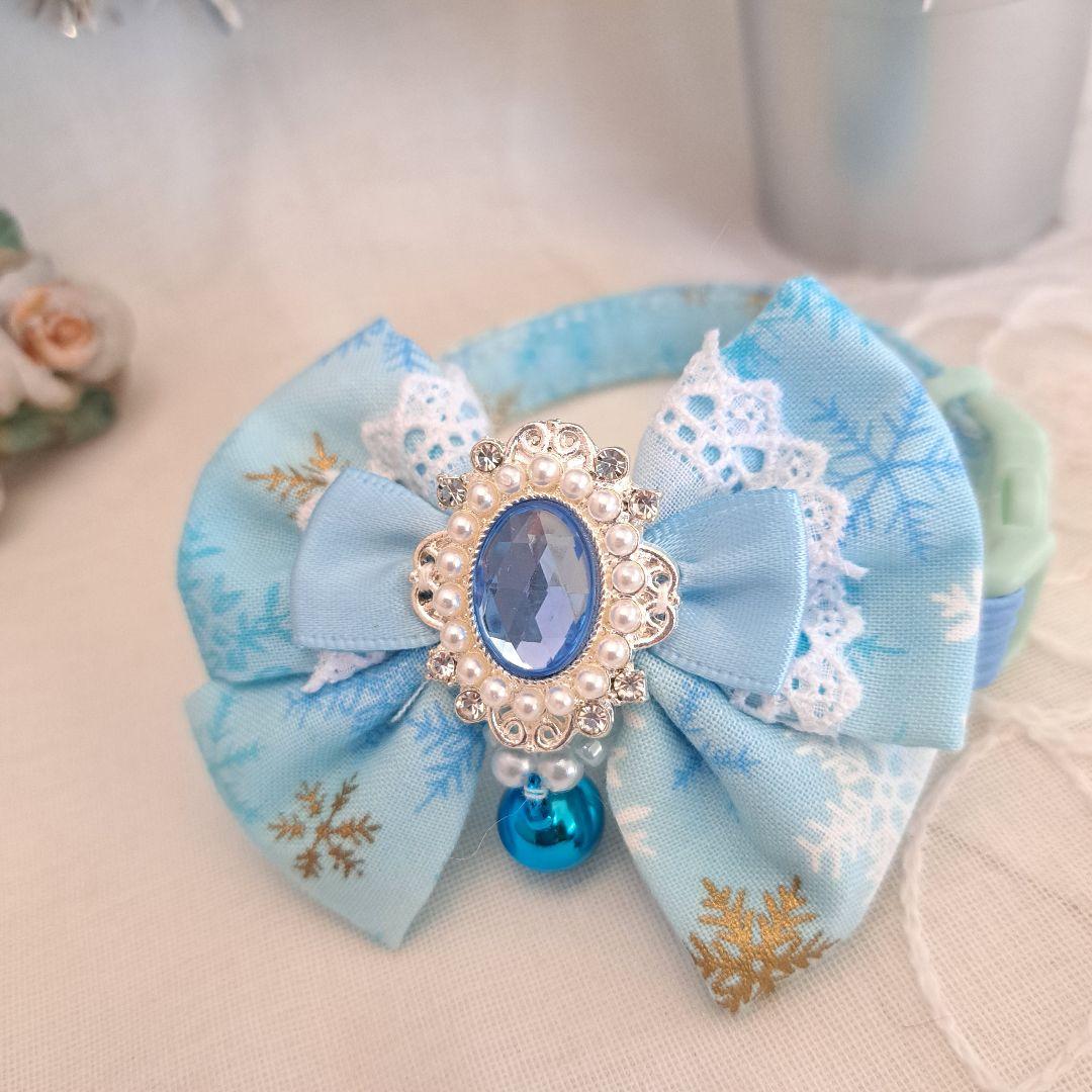 スノーフレーク(淡ブルー)わんちゃん猫ちゃん用首輪