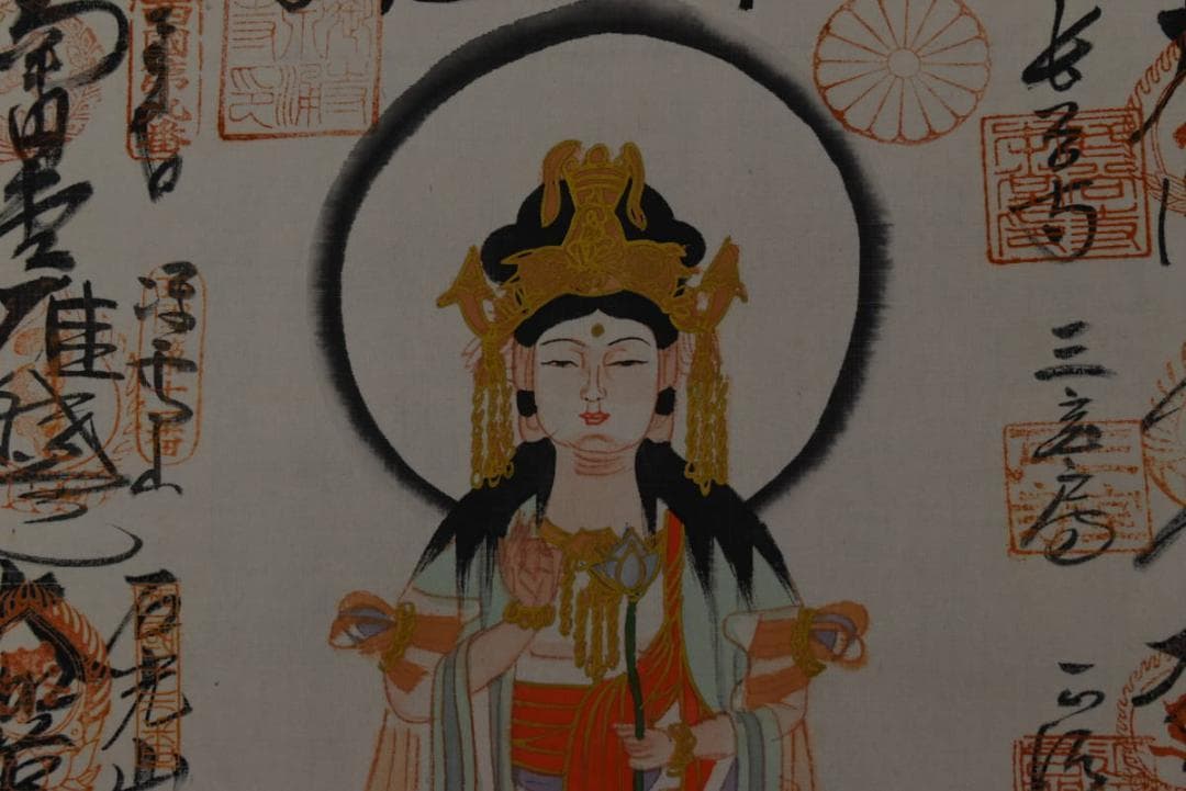 西国三十三ヶ所霊場集印肉筆掛軸/掛軸/名家伝来/AA-40