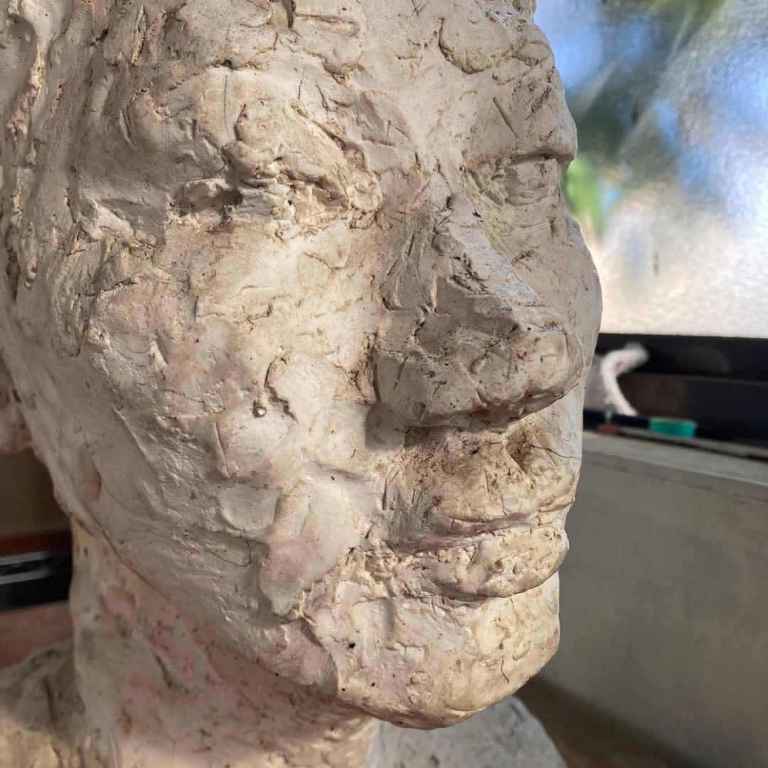 作者サイン無し 古い女性の胸像 彫塑 高さ45cm オブジェ 収集品