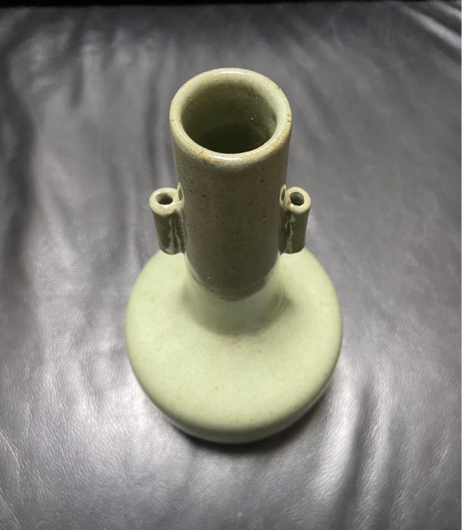 砧青磁　耳付花生 花瓶　陶磁器　古作　龍泉窯
