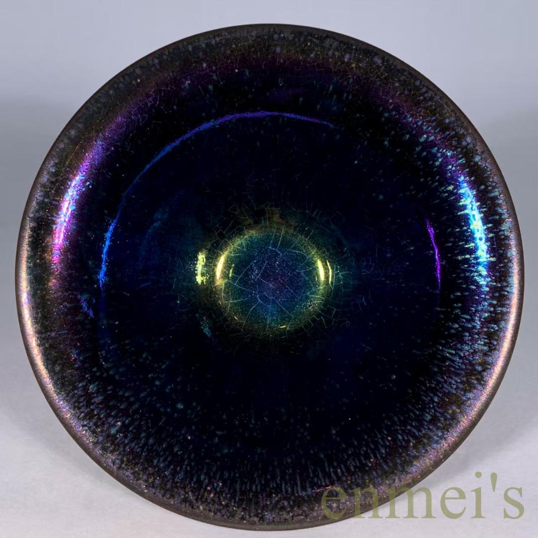 中国古美術・旧蔵宋建窯風・曜変七彩油滴天目茶碗・大碗・抹茶碗・茶道具・陶芸・骨董