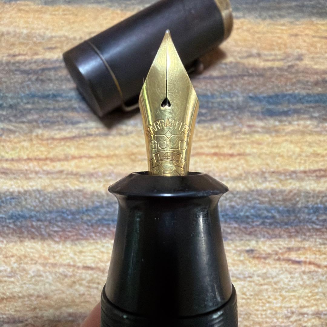 ジャンボペン　万年筆 金色ペン先 黒色本体　ワランテッド　14K