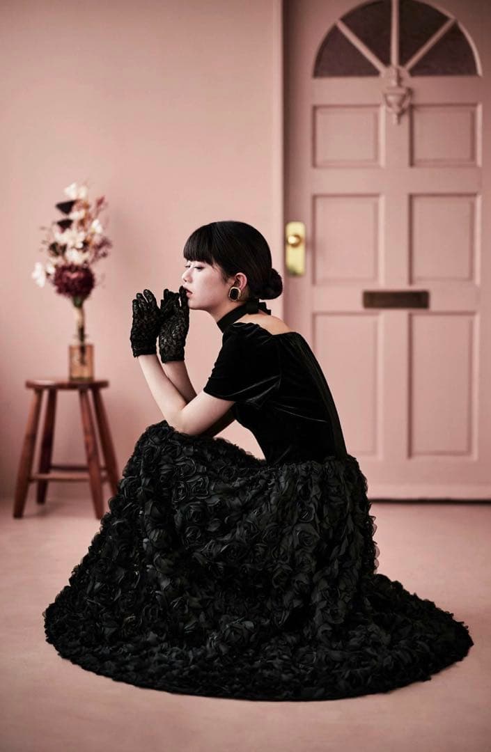 ♡etlle.ベロアロゼットフレアドレス♡