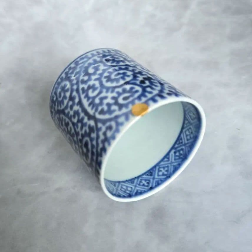 古伊万里　染付　蛸唐草　小猪口　覗き　向付　江戸時代　骨董　金継ぎ　アンティーク