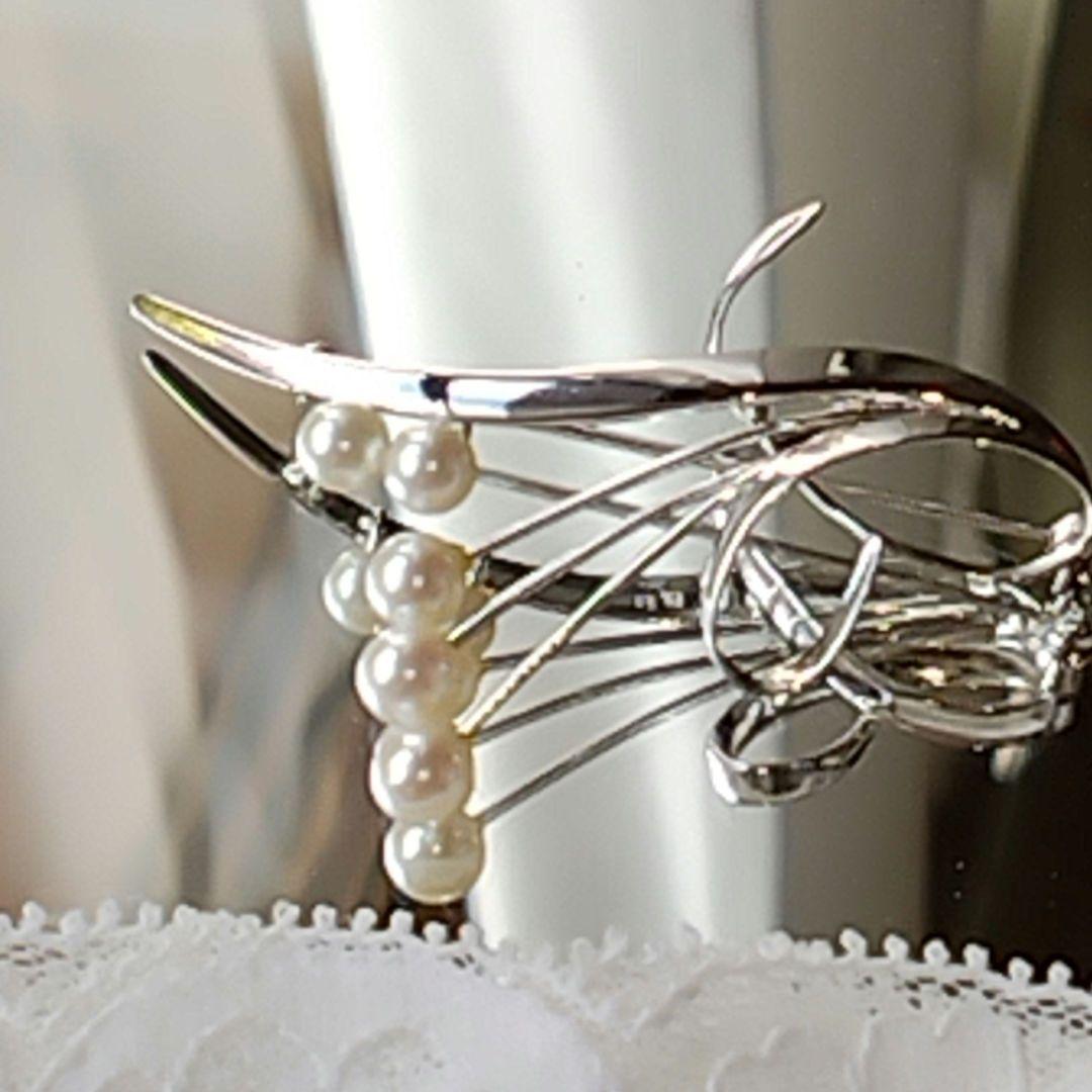 MIKIMOTO 5,2mmアコヤ本真珠5珠 シルバーブローチ SILVER