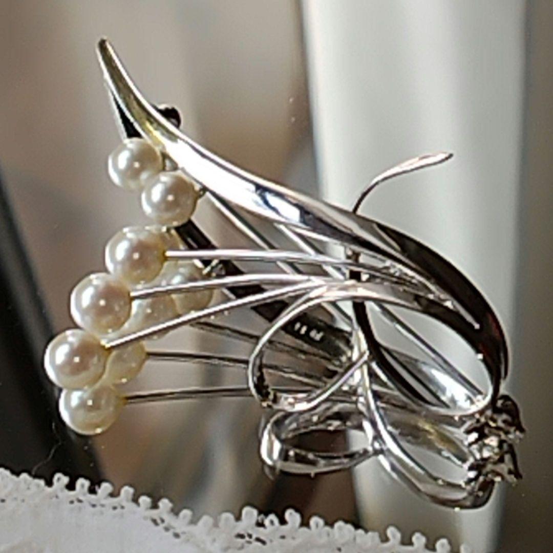 MIKIMOTO 5,2mmアコヤ本真珠5珠 シルバーブローチ SILVER