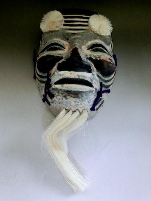 面■紙屋川おもて 瑞啓作 北野神社「ずいき祭り」平安 翁 能面 オブジェ 壁掛■