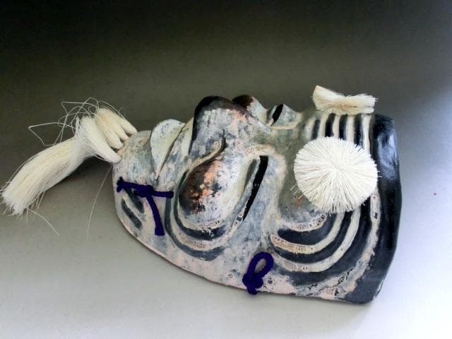 面■紙屋川おもて 瑞啓作 北野神社「ずいき祭り」平安 翁 能面 オブジェ 壁掛■