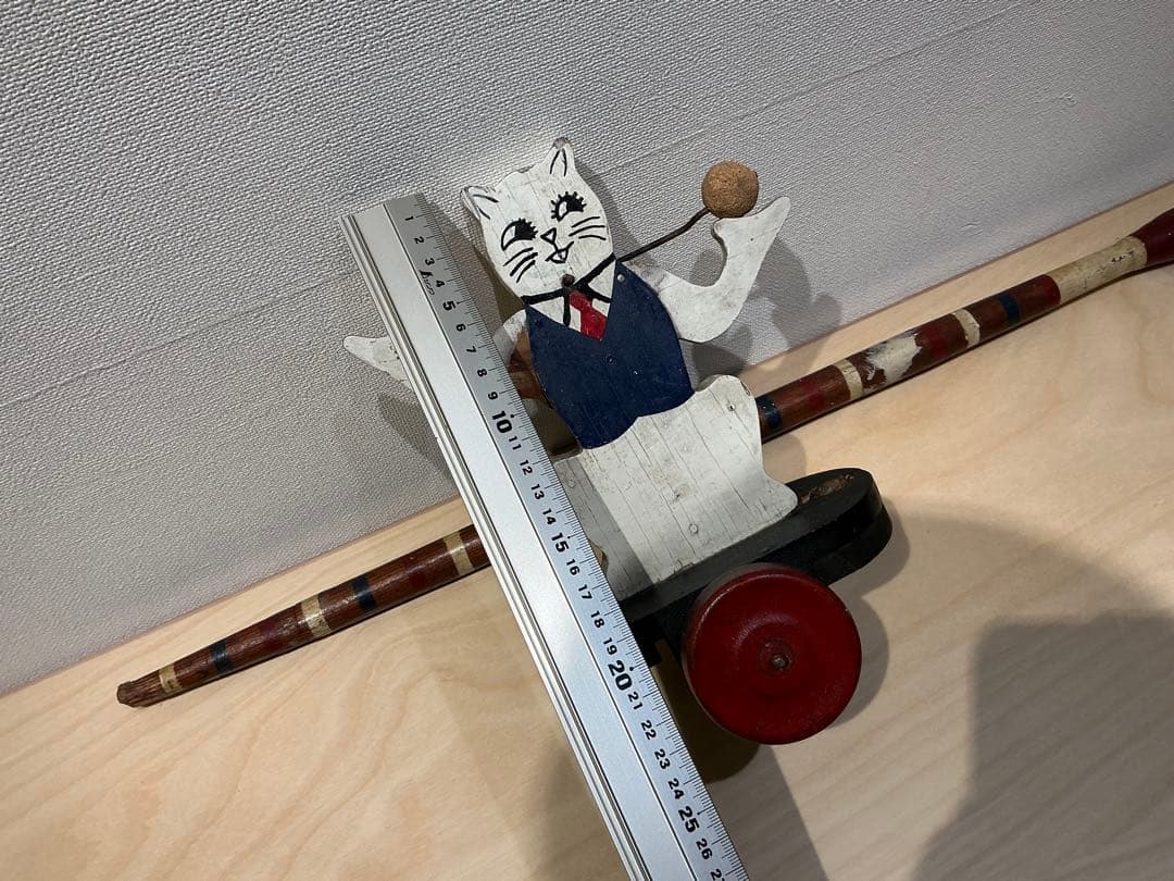 木製・猫のからくり・アンティーク玩具おもちゃ　ねこ　イギリスUSA