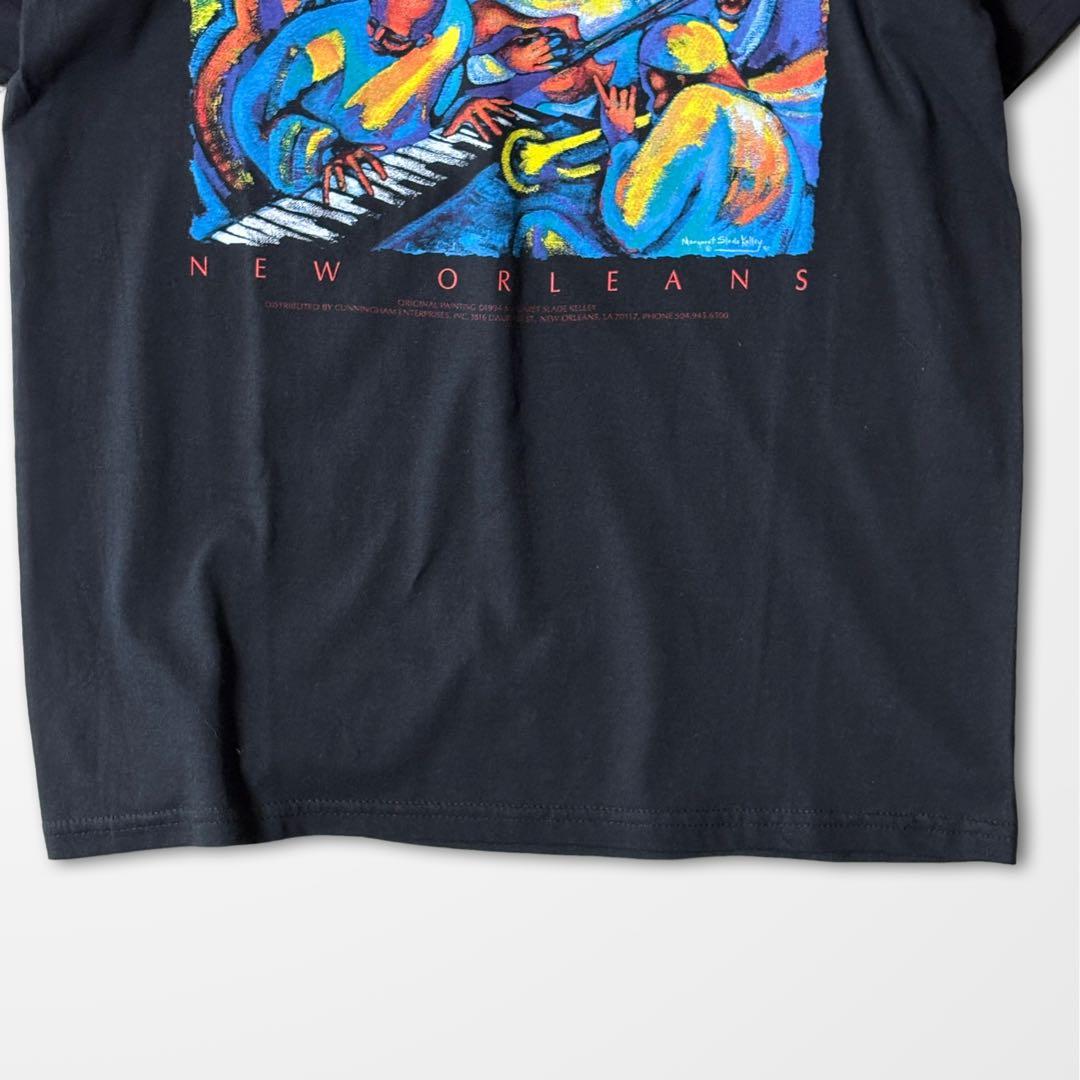 JAZZ Tシャツ 黒 音楽T アート 古着 NEW ORLEANS 90s風