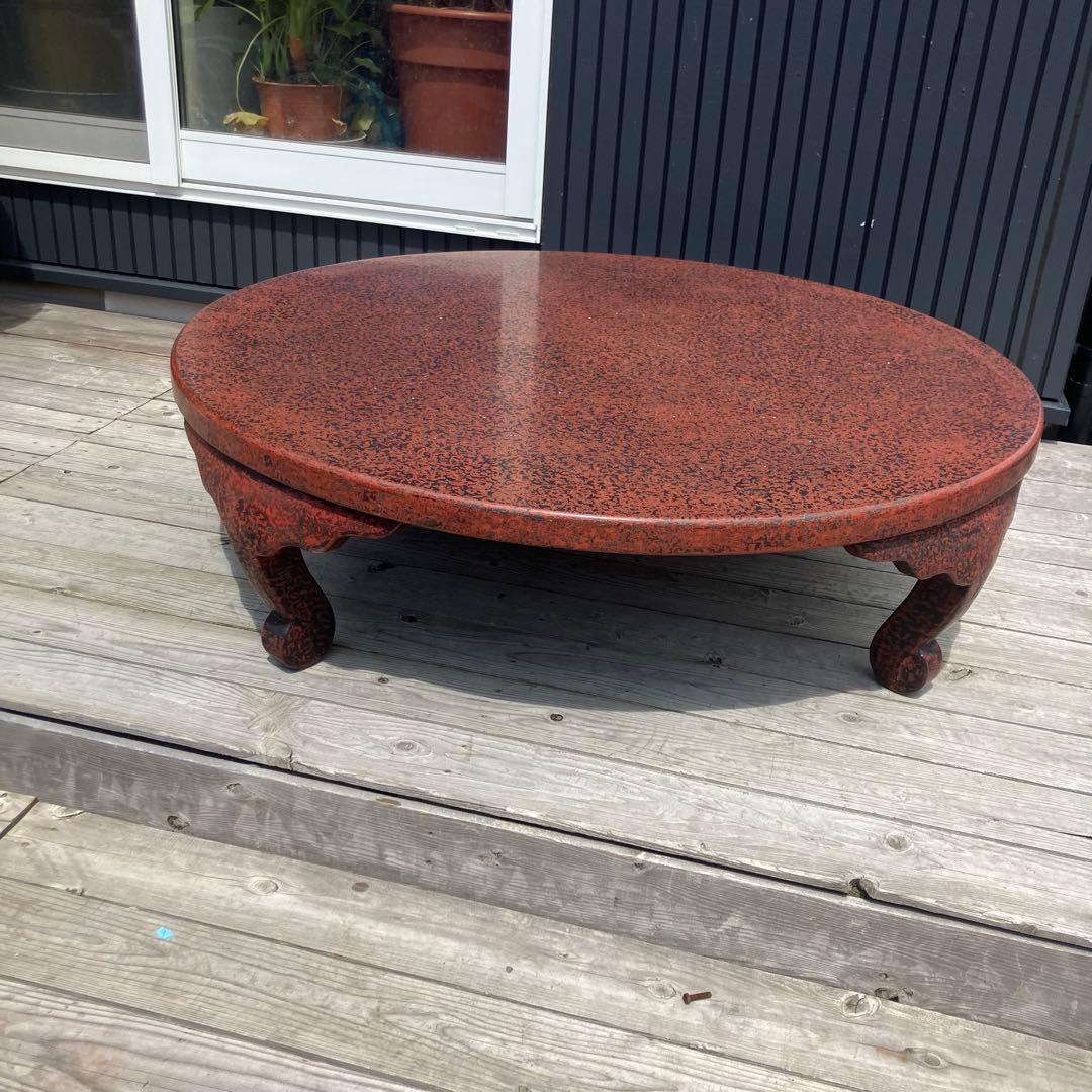 昭和レトロ 津軽塗り 螺鈿 円卓 座卓 ちゃぶ台 センターテーブル ローテーブル