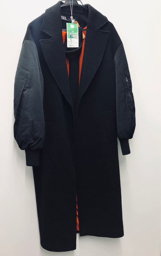極美品 希少 ZARA ザラ マッチングボンバーコート MA-1 ガウン 黒