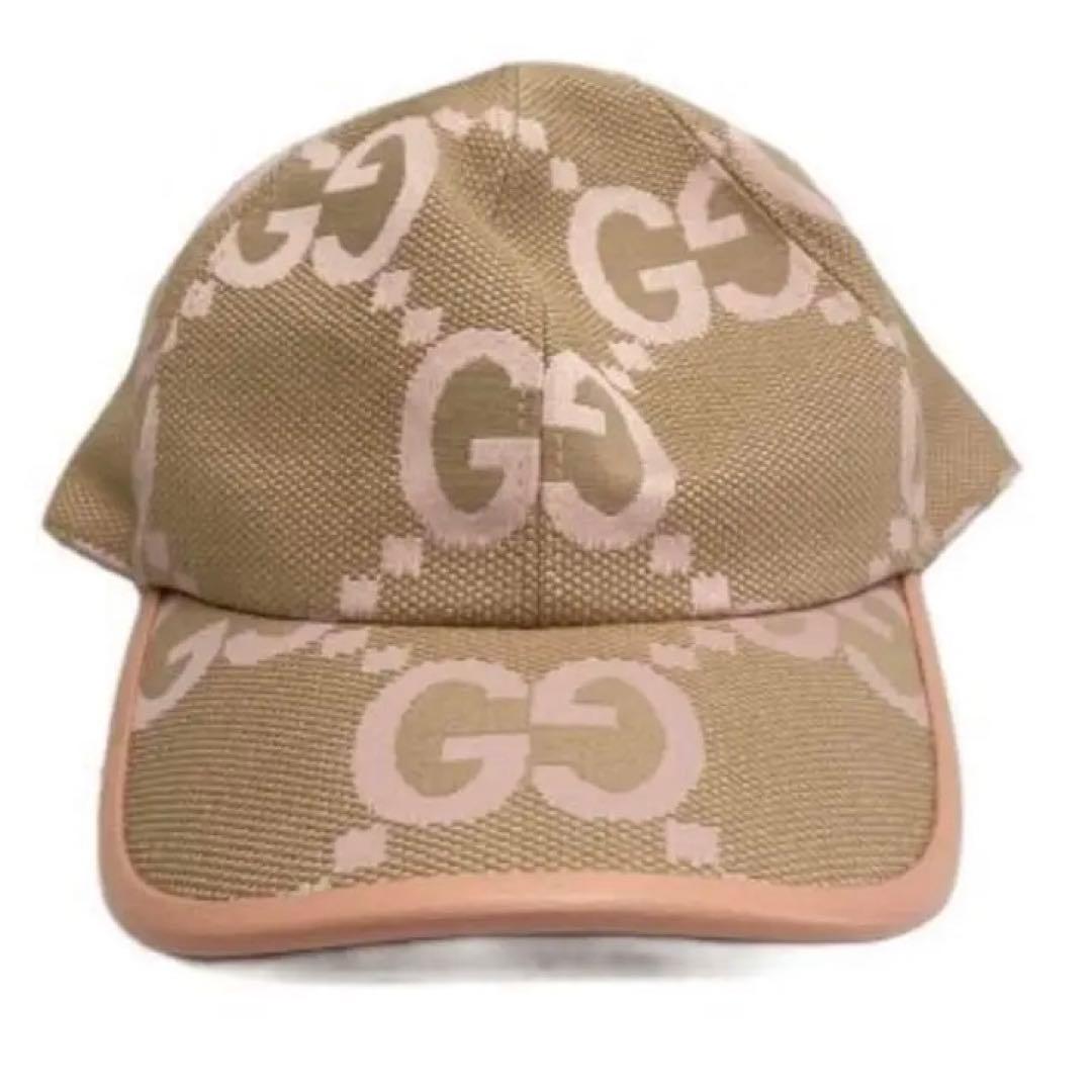 GUCCI キャップ ピンク ベージュジャンボGG柄