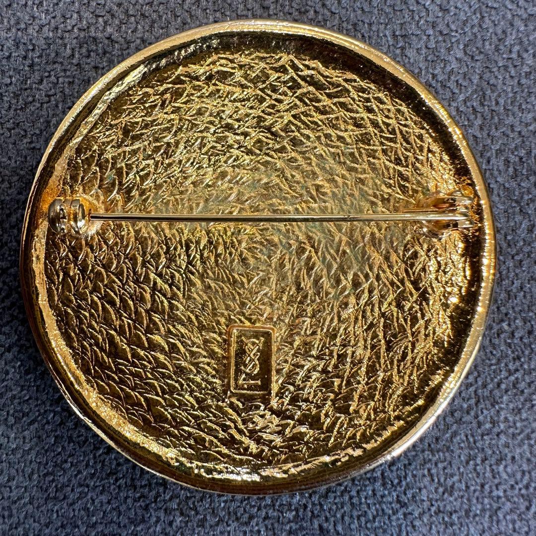 イヴ・サンローラン ラウンドロゴ ヴィンテージ ブローチ