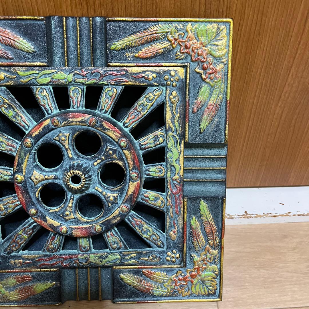 日本鋳鉄サイン入り 灰皿香炉喫煙具 金属工芸品 博堂 御所車 昭和レトロ