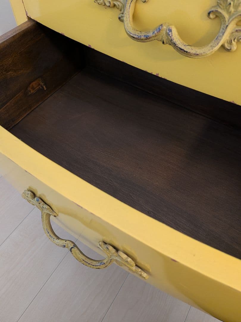 カントリーコーナー　3段引き出しチェスト　黄色